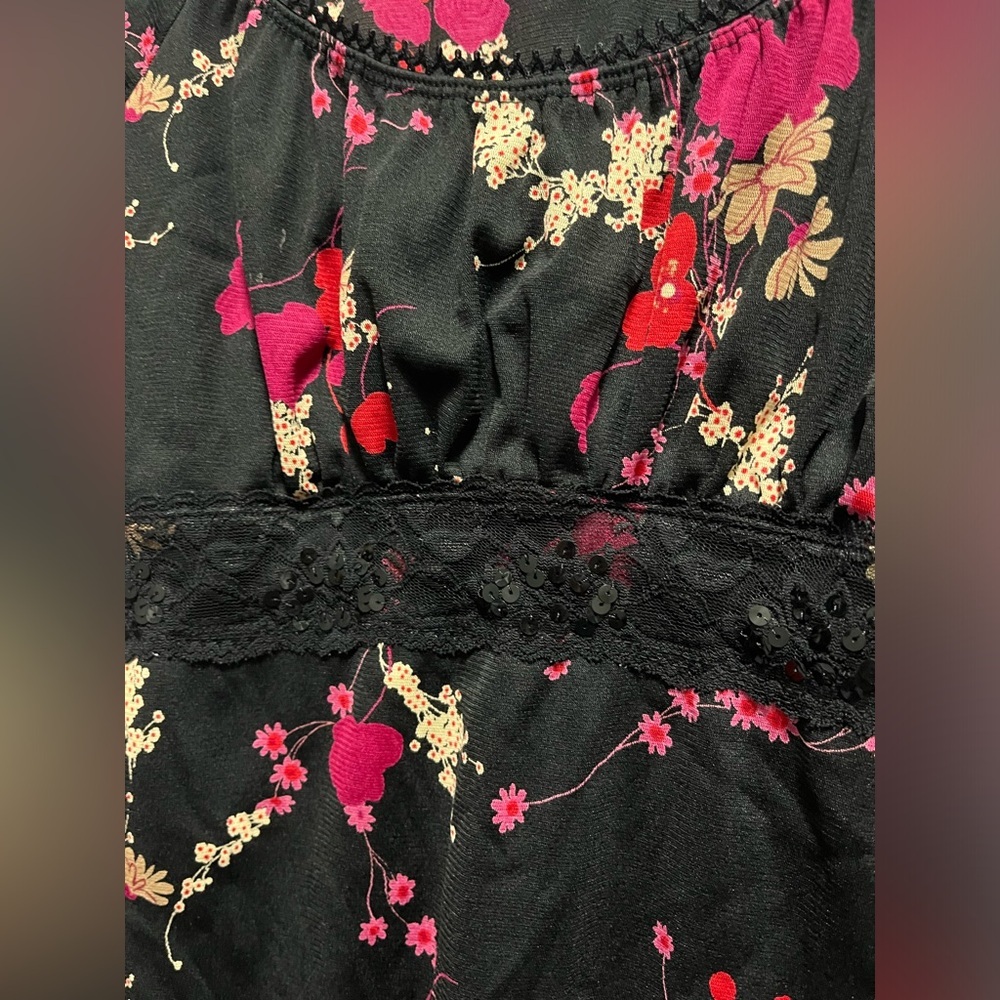 Y2K Vintage Self Esteem Baby Doll Top Bell Sleeve Whimsigoth Floral size Medium - Picture 5 of 7